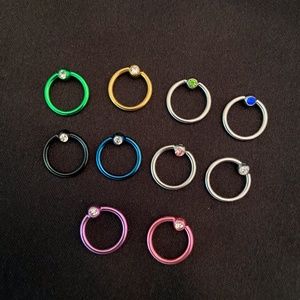 ♻️ 3/$25 10-16G CBR Captive Rings Gemstone Colored